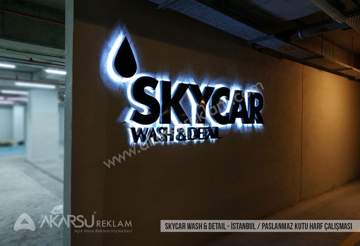 SkyCar Wash &amp; Detail / İstanbul - Paslanmaz Kutu Harf Çalışması