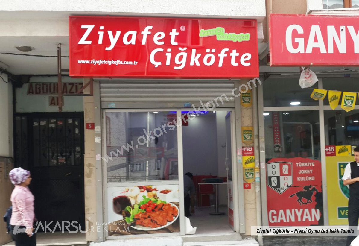 Ziyafet Çiğköfte - Pleksi Zeminli Oyma Tabela