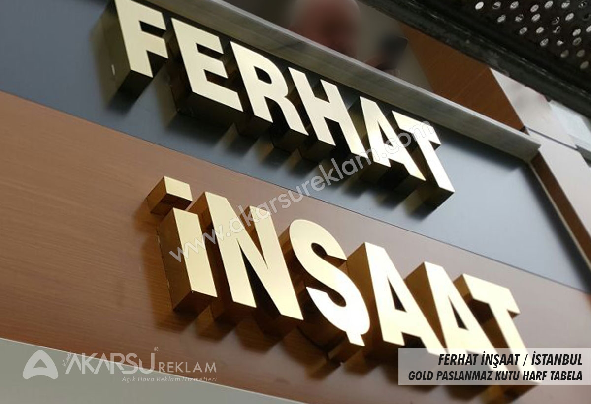 Ferhat İnşaat Gold Paslanmaz Kutu Harf