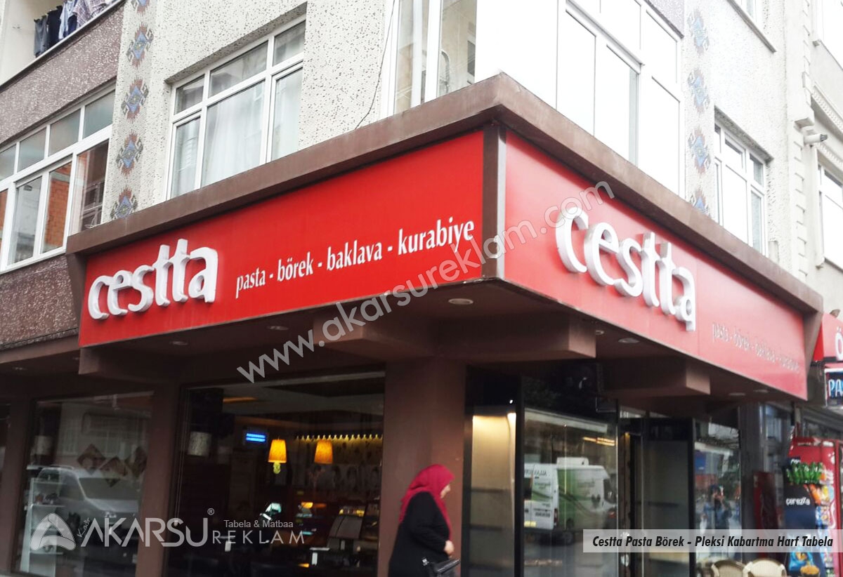 Cestta Pasta Börek - Pleksi Kabartma Harf Tabela